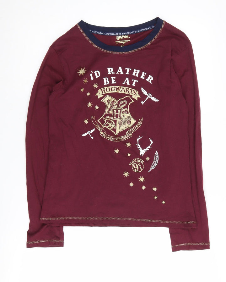 Harry Potter Women's Red Graphic Print Pyjama Top XS