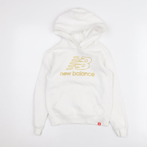 New Balance Girls White Hoodie Size 5-6 Years Pullover