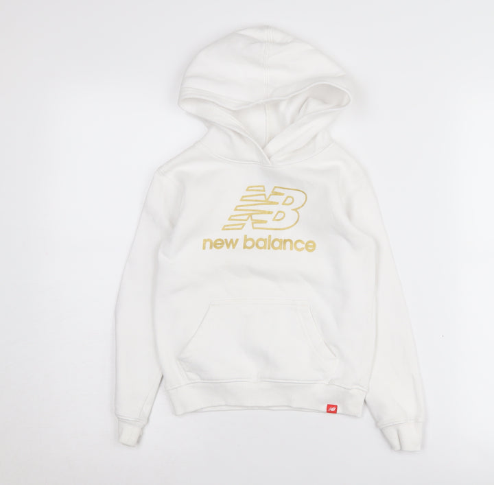 New Balance Girls White Hoodie Size 5-6 Years Pullover