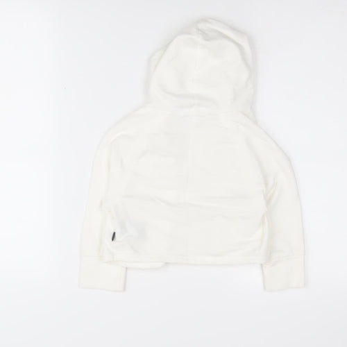 DKNY Girls White Hooded Cardigan, Size 4 Years, Cotton Blend