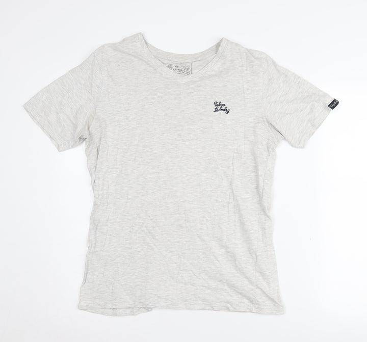 Tokyo Laundry Men's Grey V-Neck T-Shirt, M