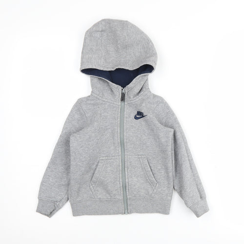 Nike Boys Grey Full Zip Hoodie Size 2-3 Years