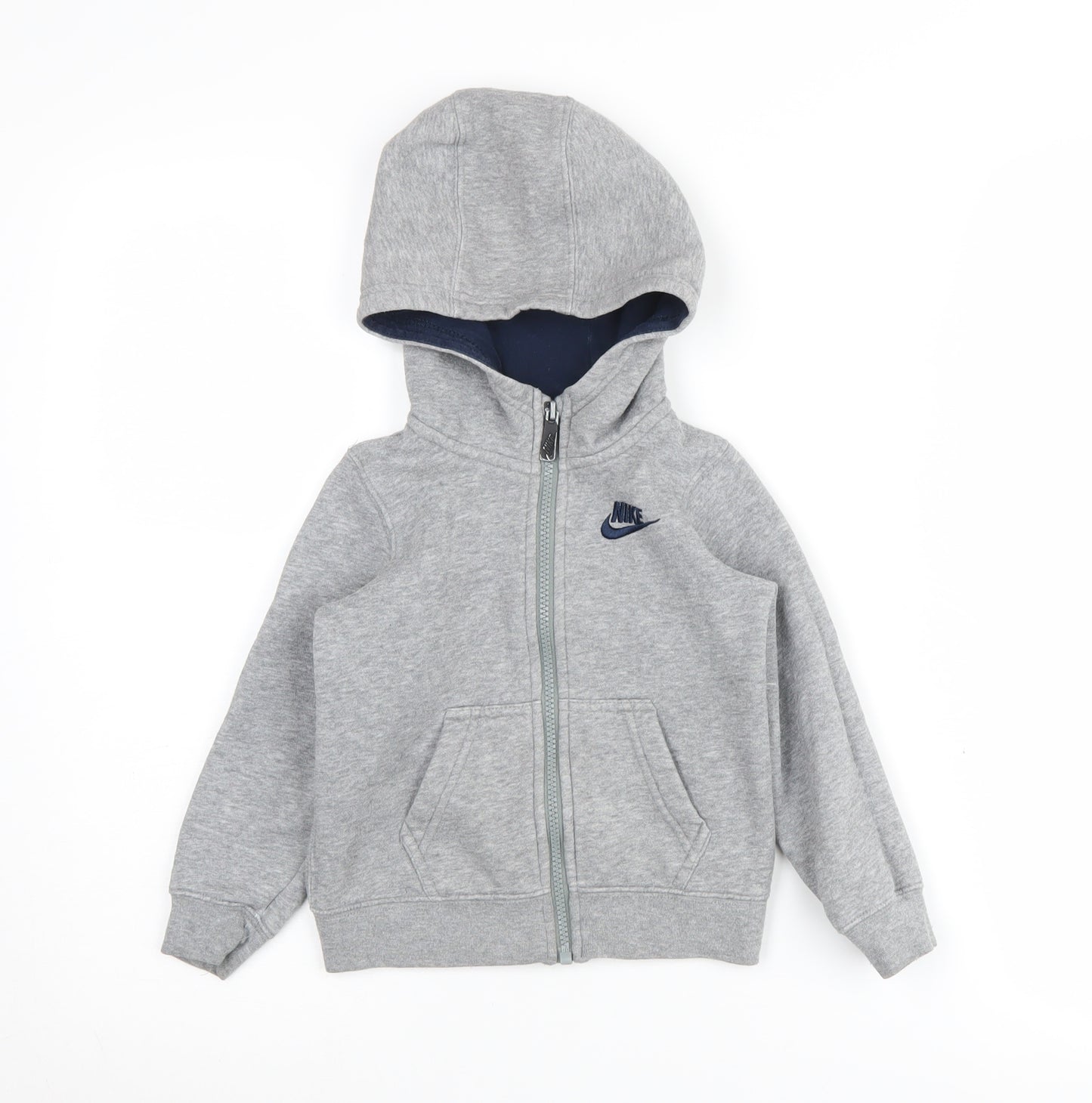Nike Boys Grey Full Zip Hoodie Size 2-3 Years