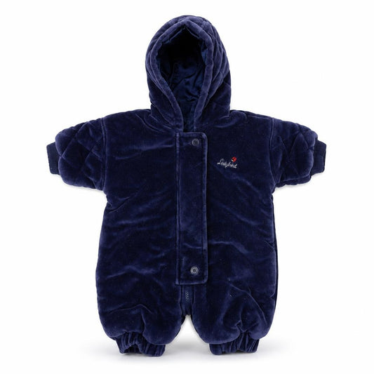 Ladybird Newborn Blue Velour Hooded Babygrow, Unisex
