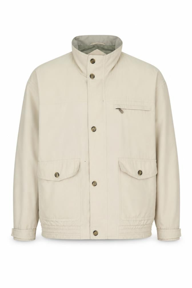 Front view of Avanti Men's Beige Basic Jacket, size 44, in, Full Zip, Pockets
