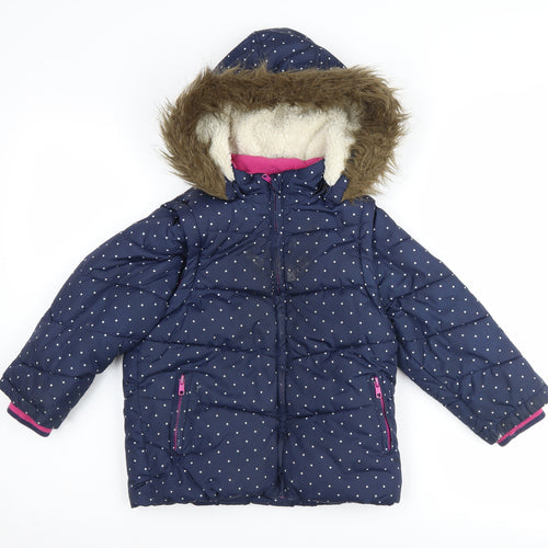 John Lewis Girls Blue Spotted Puffer Jacket 5 Years