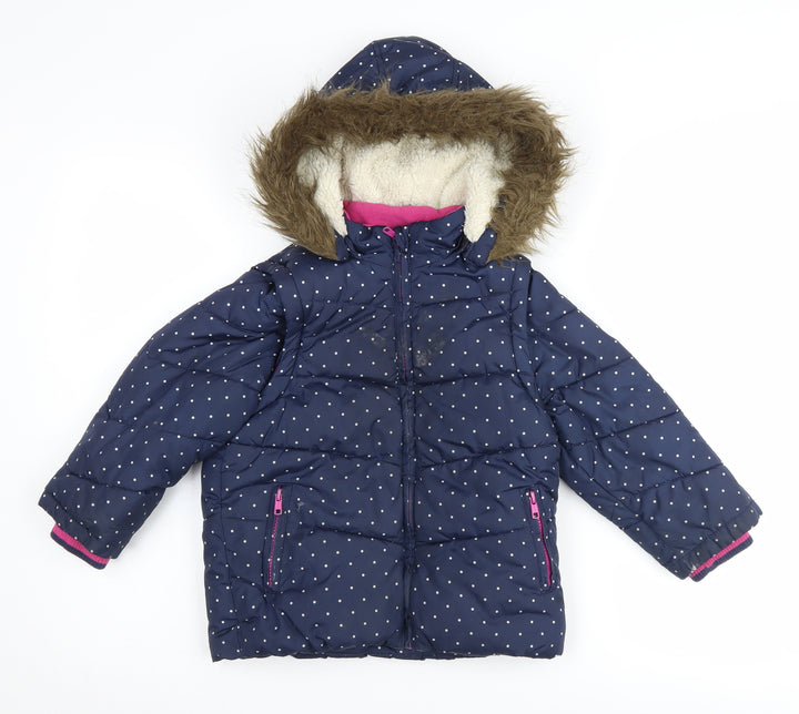 John Lewis Girls Blue Spotted Puffer Jacket 5 Years