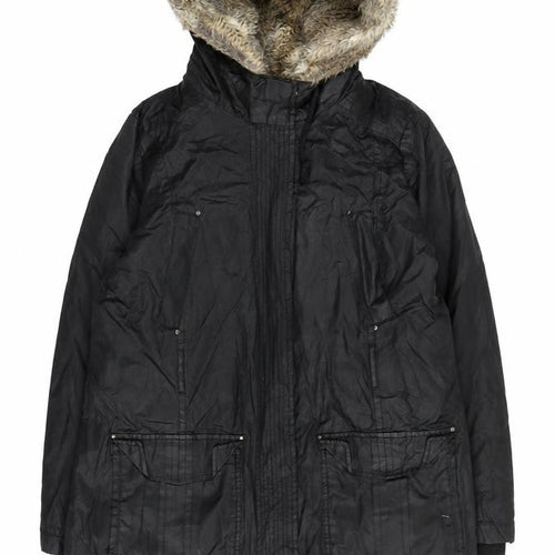 Mango Women's Black Parka Jacket L Relaxed Fit