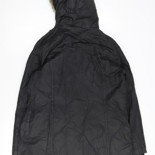 Mango Women's Black Parka Jacket L Relaxed Fit