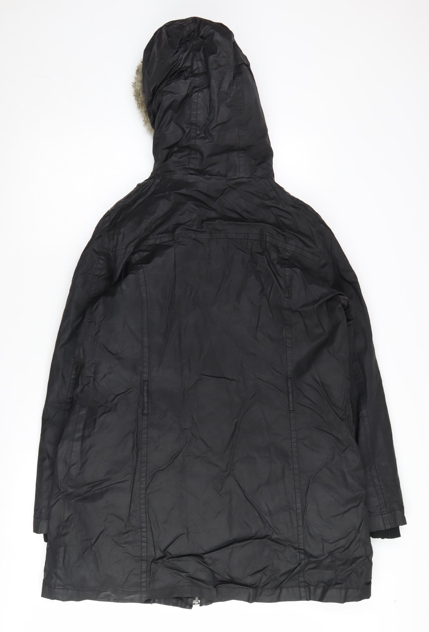 Mango Women's Black Parka Jacket L Relaxed Fit
