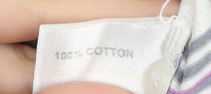 Hippo Men's Purple Striped Polo Shirt - Size L, 100% Cotton