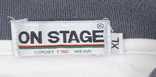 On Stage Men's XL White Nautical Polo Shirt