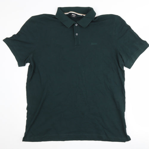 BOSS Men's Green Polo Shirt 2XL Short Sleeve Cotton