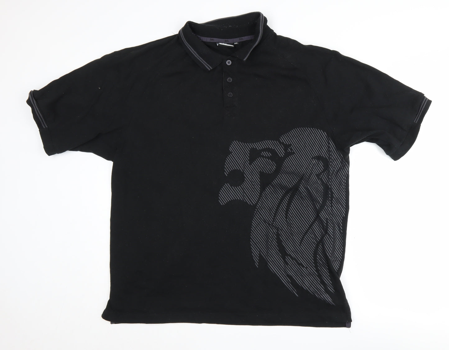 Lonsdale Men's Black Graphic Polo 2XL Short Sleeve