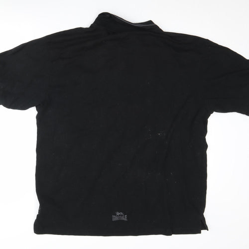Lonsdale Men's Black Graphic Polo 2XL Short Sleeve