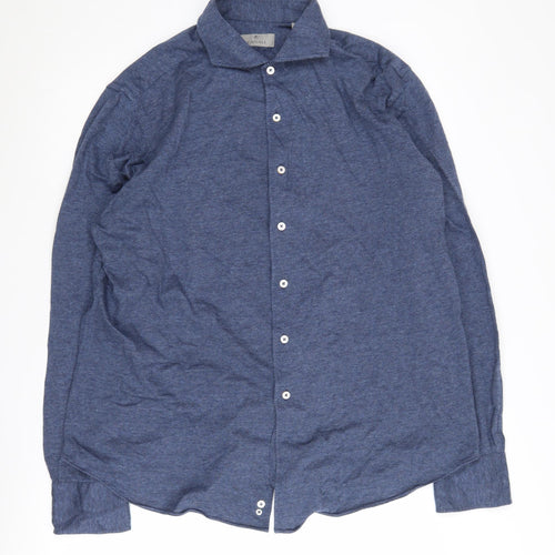 Canali Men's Blue Cotton Button-Up Shirt - 2XL