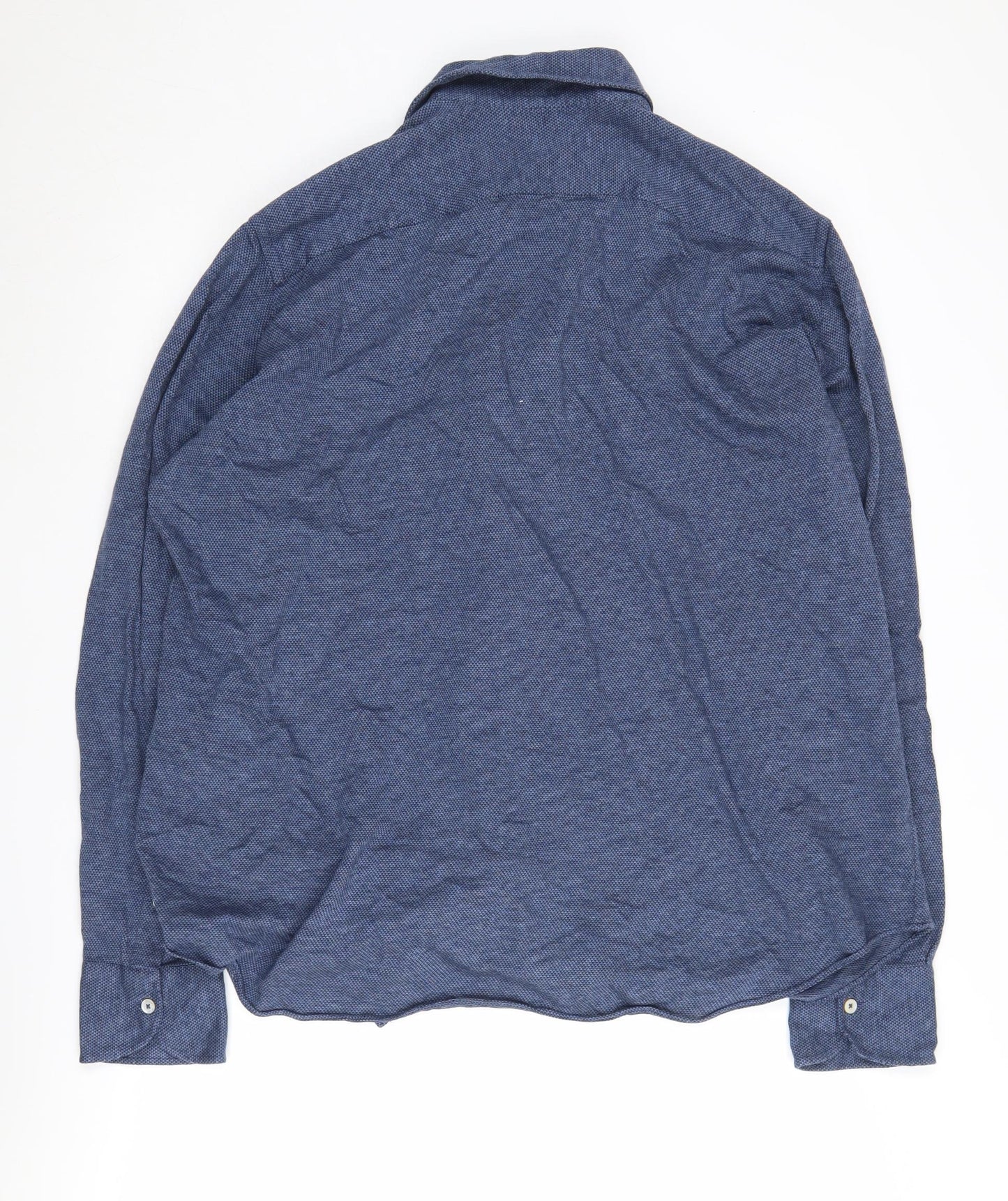 Canali Men's Blue Cotton Button-Up Shirt - 2XL