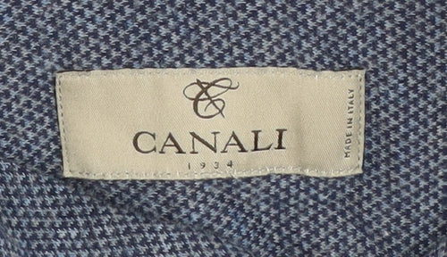Canali Men's Blue Cotton Button-Up Shirt - 2XL