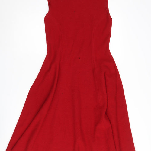 Hobbs Red A-Line Wool Dress - Women's Size 14