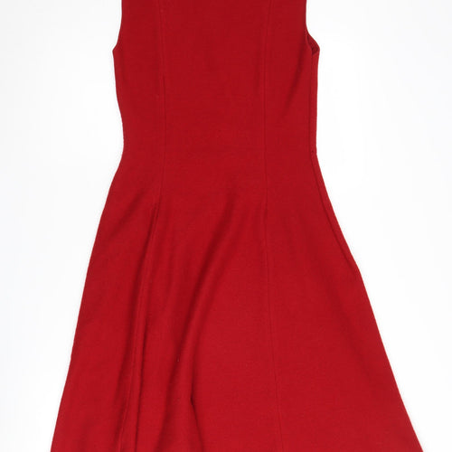 Hobbs Red A-Line Wool Dress - Women's Size 14