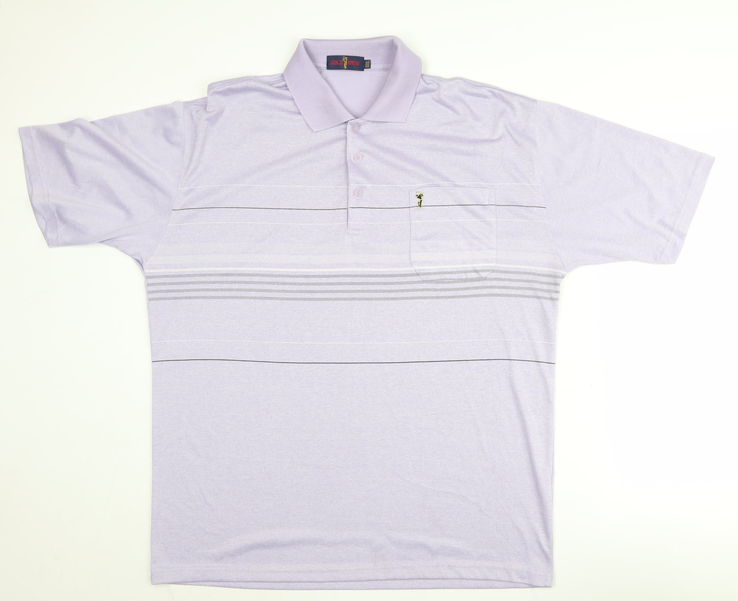Gold Men Purple 2XL Striped Polo Shirt - Casual Wear