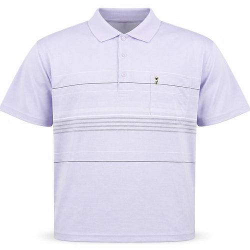 Gold Men Purple 2XL Striped Polo Shirt - Casual Wear