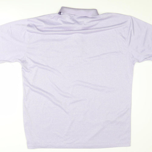 Gold Men Purple 2XL Striped Polo Shirt - Casual Wear