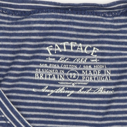 Fatface Women's Blue Striped Long Sleeve T-Shirt Size 12