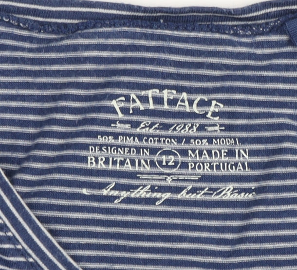 Fatface Women's Blue Striped Long Sleeve T-Shirt Size 12