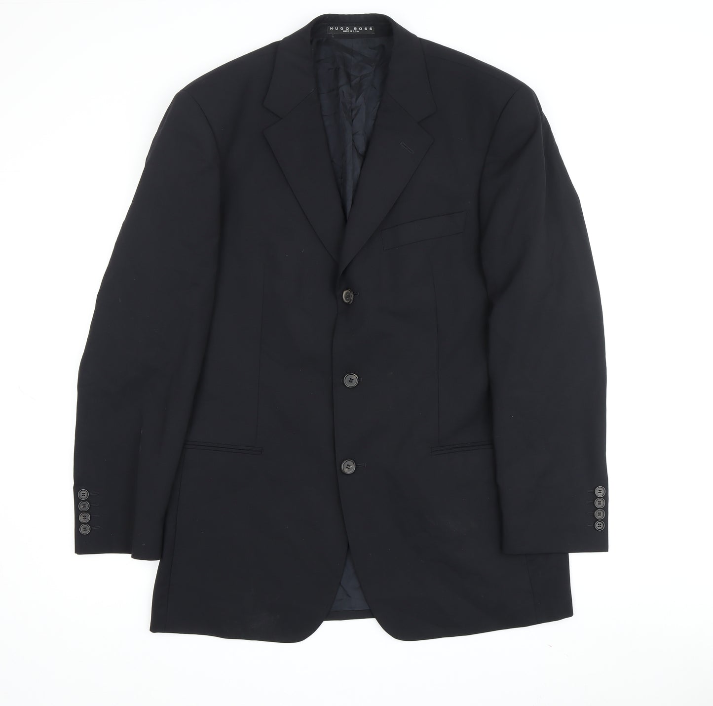 Hugo Boss Men's Black Wool Blazer, 38R Fit, 3-Button