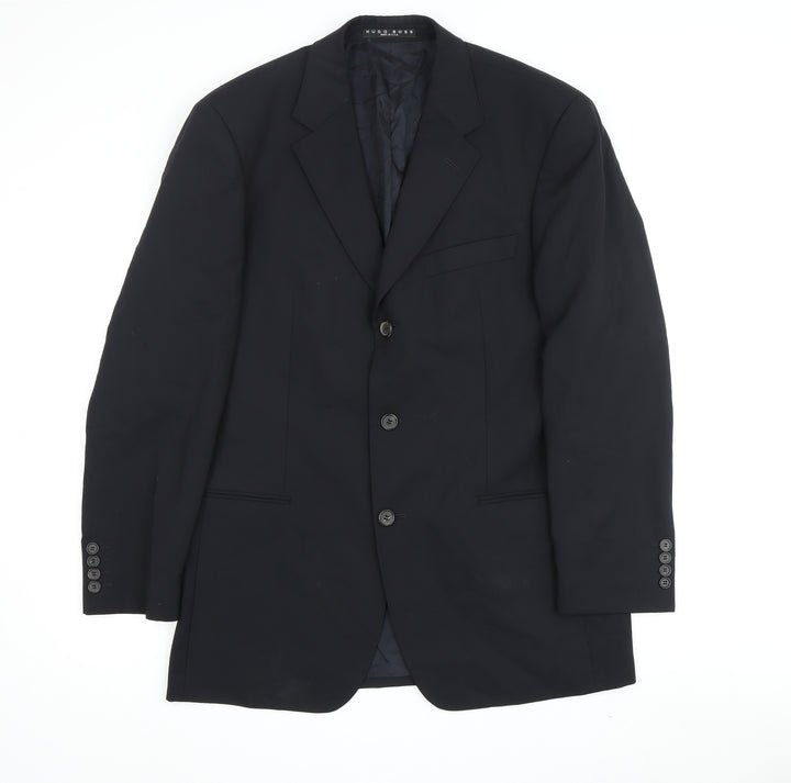 Hugo Boss Men's Black Wool Blazer, 38R Fit, 3-Button
