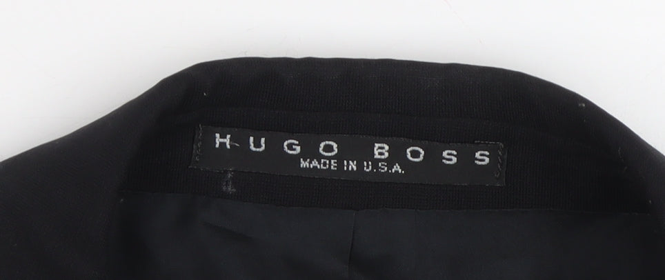 Hugo Boss Men's Black Wool Blazer, 38R Fit, 3-Button