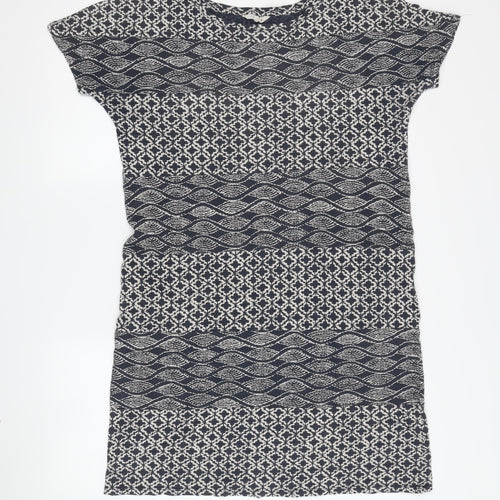 White Stuff Women's Blue Geometric Shift Dress, Size 12