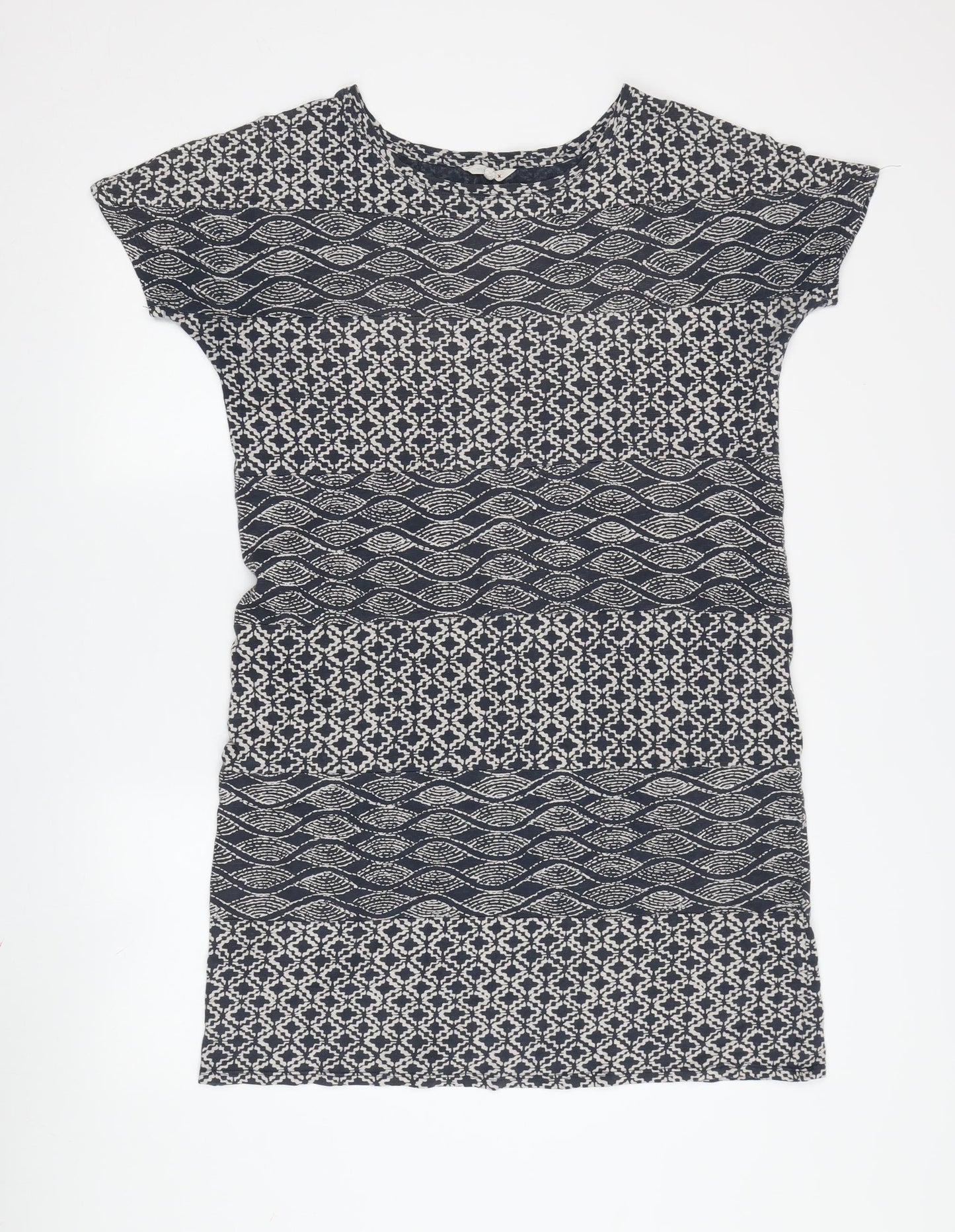 White Stuff Women's Blue Geometric Shift Dress, Size 12