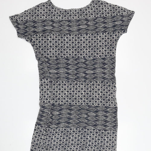 White Stuff Women's Blue Geometric Shift Dress, Size 12