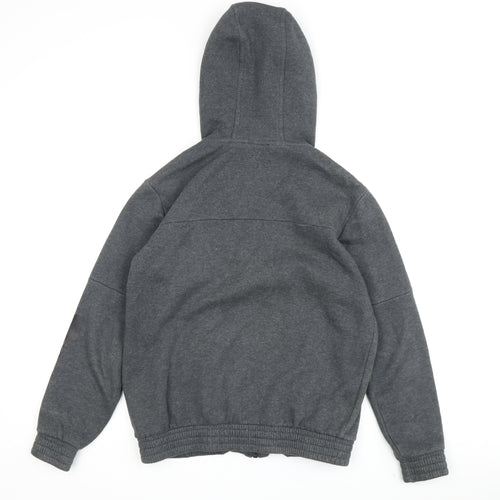 Adidas Boys Grey Full Zip Hoodie, 11-12 Years, Hooded, Excellent