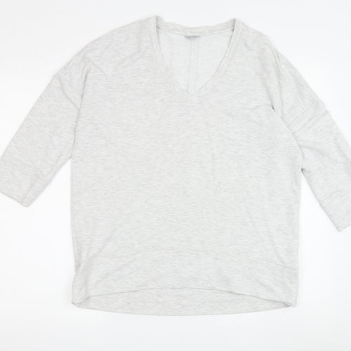 Jigsaw Women's Grey V-Neck T-Shirt, M, Relaxed Fit