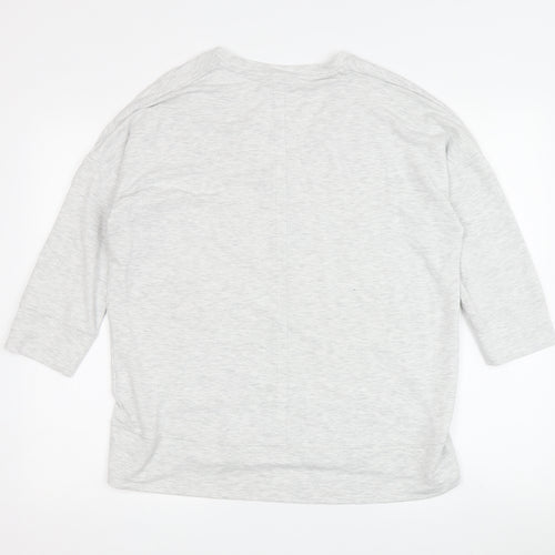 Jigsaw Women's Grey V-Neck T-Shirt, M, Relaxed Fit