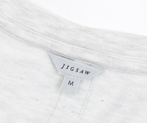 Jigsaw Women's Grey V-Neck T-Shirt, M, Relaxed Fit