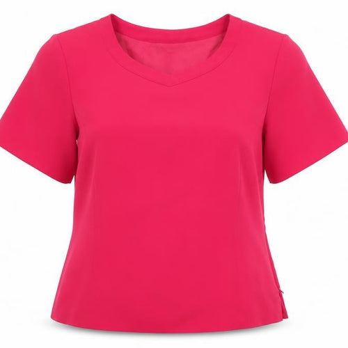 Jacques Vert Women's Pink V-Neck Top, Size 12, Casual Short Sleeve