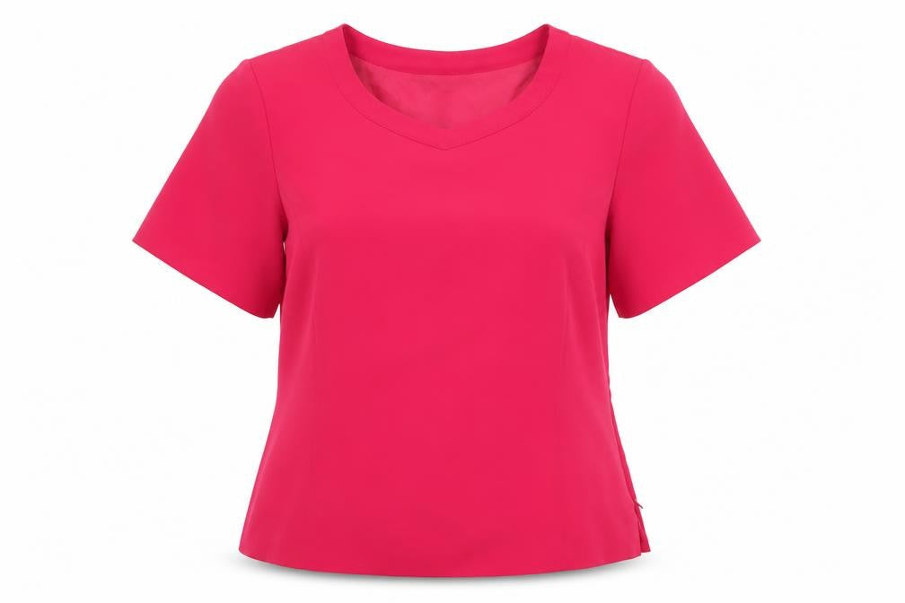 Jacques Vert Women's Pink V-Neck Top, Size 12, Casual Short Sleeve