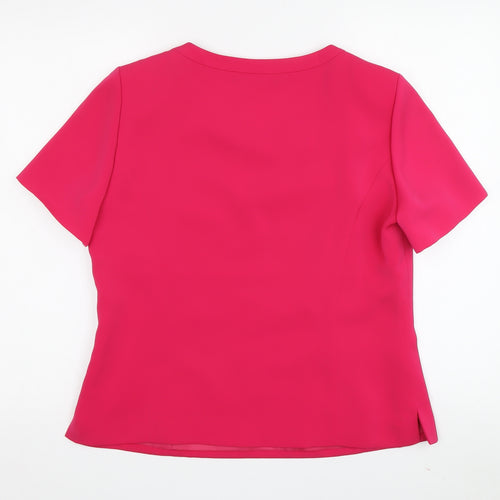 Jacques Vert Women's Pink V-Neck Top, Size 12, Casual Short Sleeve