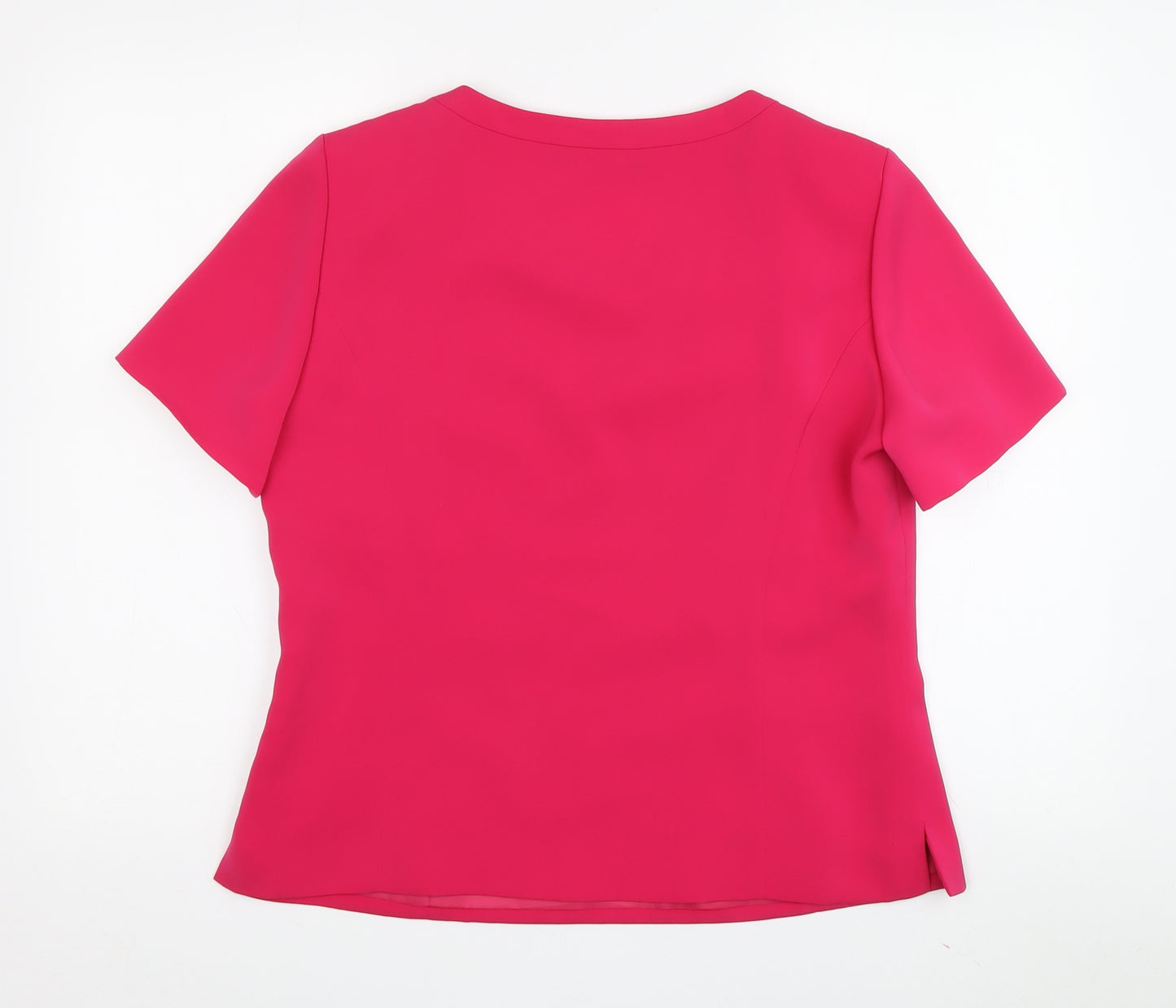 Jacques Vert Women's Pink V-Neck Top, Size 12, Casual Short Sleeve