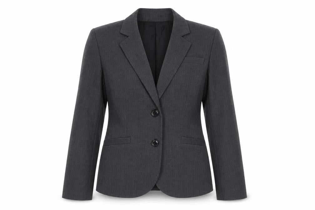 Front view of Calvin Klein Women's Grey Blazer, size 10, Business Casual