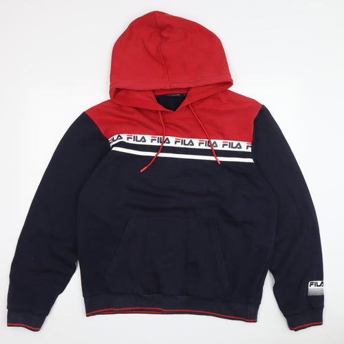 FILA Men's Red Pullover Hoodie - M College Style