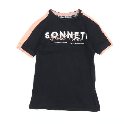 Sonneti Girls Black Graphic T-Shirt 8-9 Years Casual Style