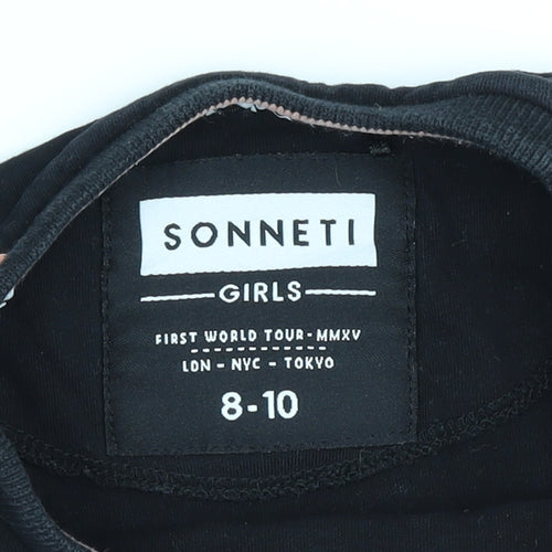 Sonneti Girls Black Graphic T-Shirt 8-9 Years Casual Style