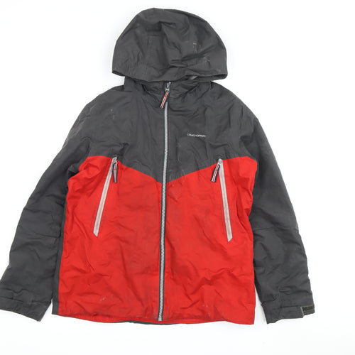 Craghoppers Boys Black Red Waterproof Parka, 11-12 Years