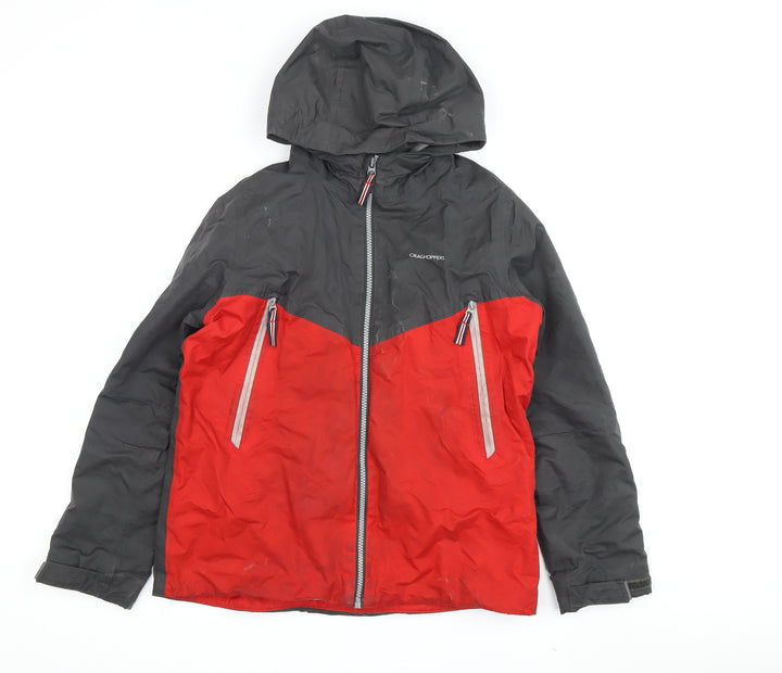 Craghoppers Boys Black Red Waterproof Parka, 11-12 Years