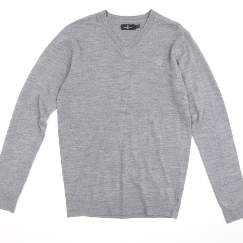 Jeff Banks Men's Grey V-Neck Knit Pullover Jumper S